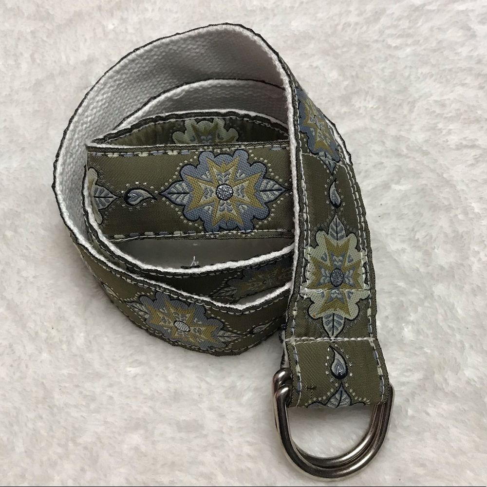 Equine Couture Leaf Motif Canvas D Ring Belt